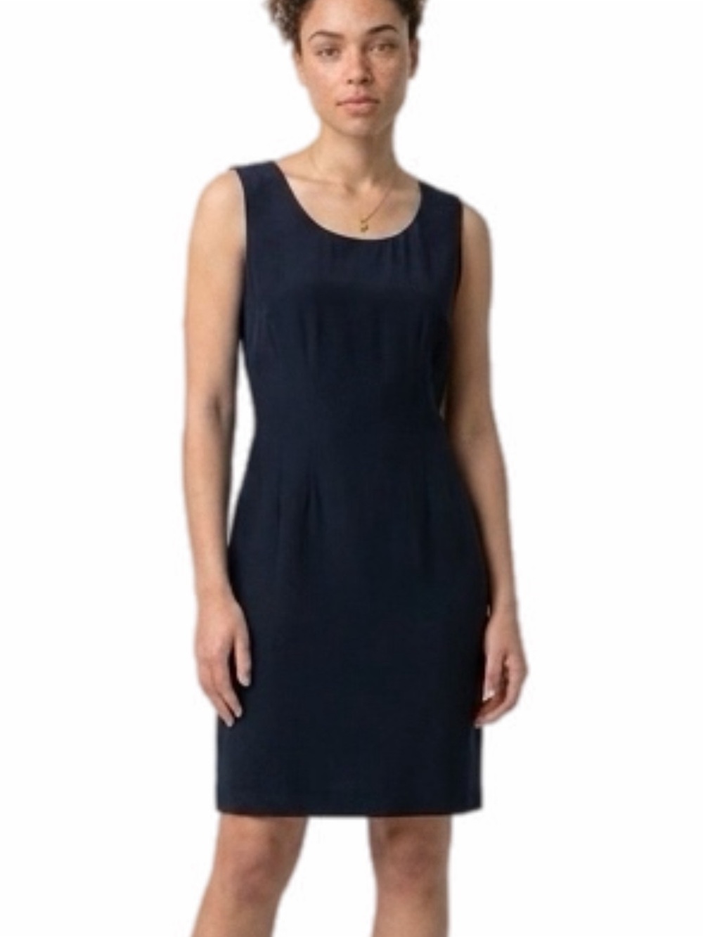 HUGO BUSCATI Milano Vintage Black 100% Silk Sleeveless Little Black Dress Size 8